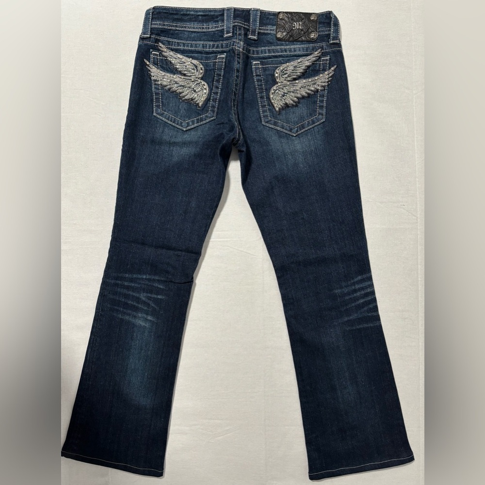 Miss Me Blue Boot Cut Jeans with Embroidered Details